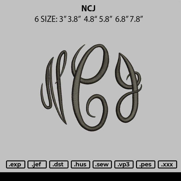 Ncj Embroidery File 6 sizes