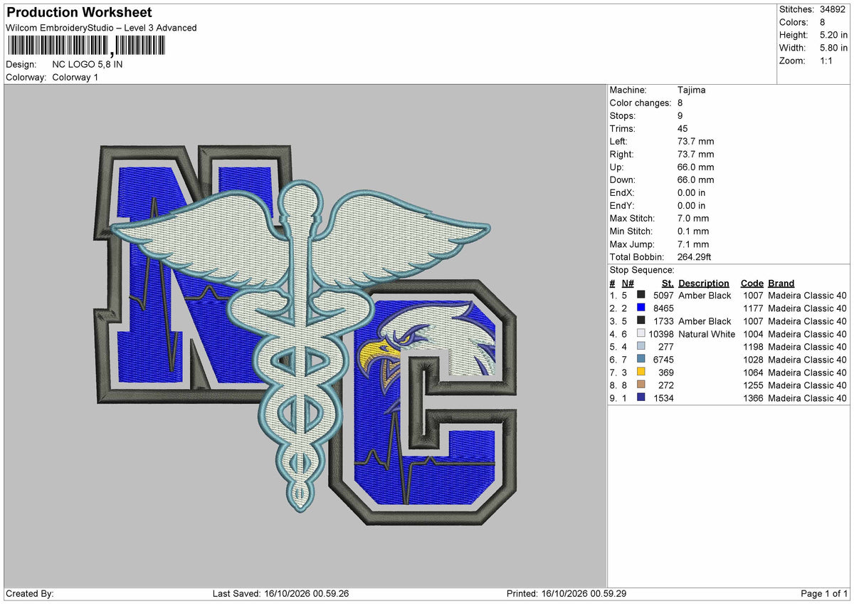 Nc Text Wings Embroidery Machine Design File 6 sizes