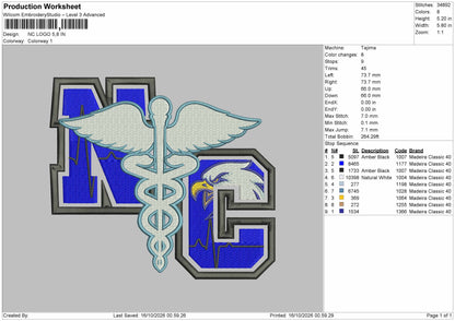 Nc Text Wings Embroidery Machine Design File 6 sizes