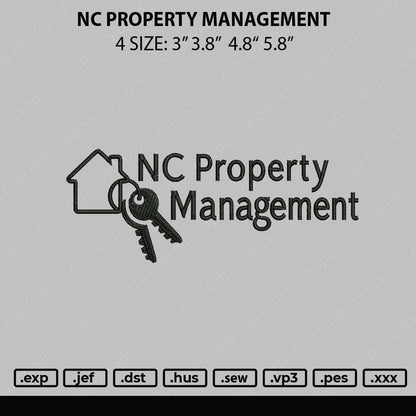 NC Property Management Embroidery File 4 size