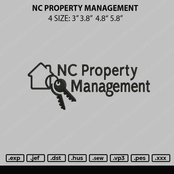 NC Property Management Embroidery File 4 size