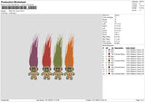Colors Hair Embroidery File 6 sizes