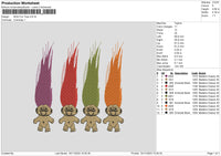 Colors Hair Embroidery File 6 sizes