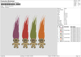 Colors Hair Embroidery File 6 sizes