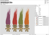 Colors Hair Embroidery File 6 sizes