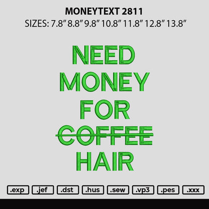 Moneytext 2811 Embroidery File 6 sizes