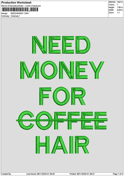 Moneytext 2811 Embroidery File 6 sizes