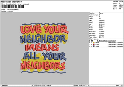 Meanstext Embroidery File 6 sizes