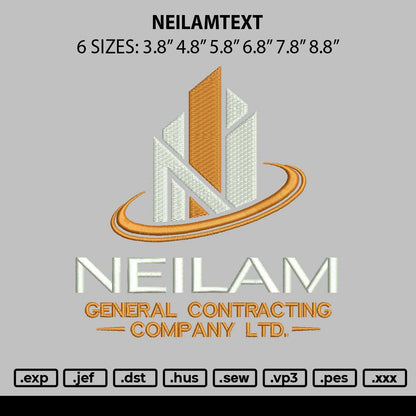 Neilamtext Embroidery File 6 sizes