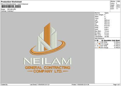 Neilamtext Embroidery File 6 sizes