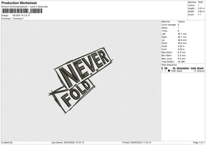Never 1A Embroidery File 4 size