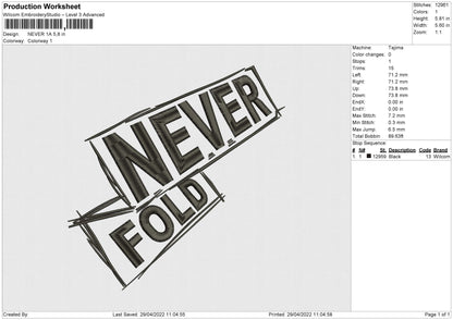 Never 1A Embroidery File 4 size