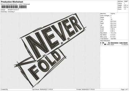 Never 1A Embroidery File 4 size