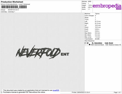 Neverfold 5A Embroidery File 4 size