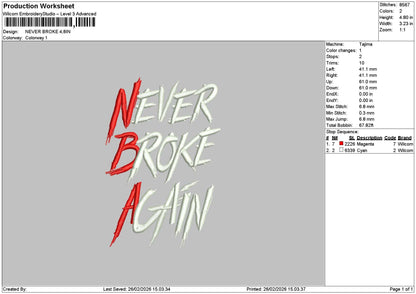 Nevertext 2602 Embroidery File 6 sizes