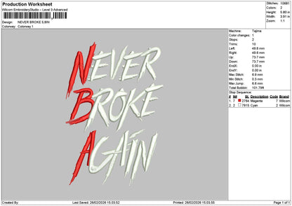 Nevertext 2602 Embroidery File 6 sizes