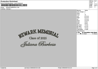 Newarktext Embroidery File 6 sizes