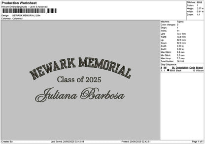 Newarktext Embroidery File 6 sizes