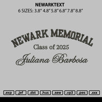 Newarktext Embroidery File 6 sizes