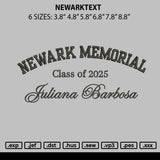 Newarktext Embroidery File 6 sizes