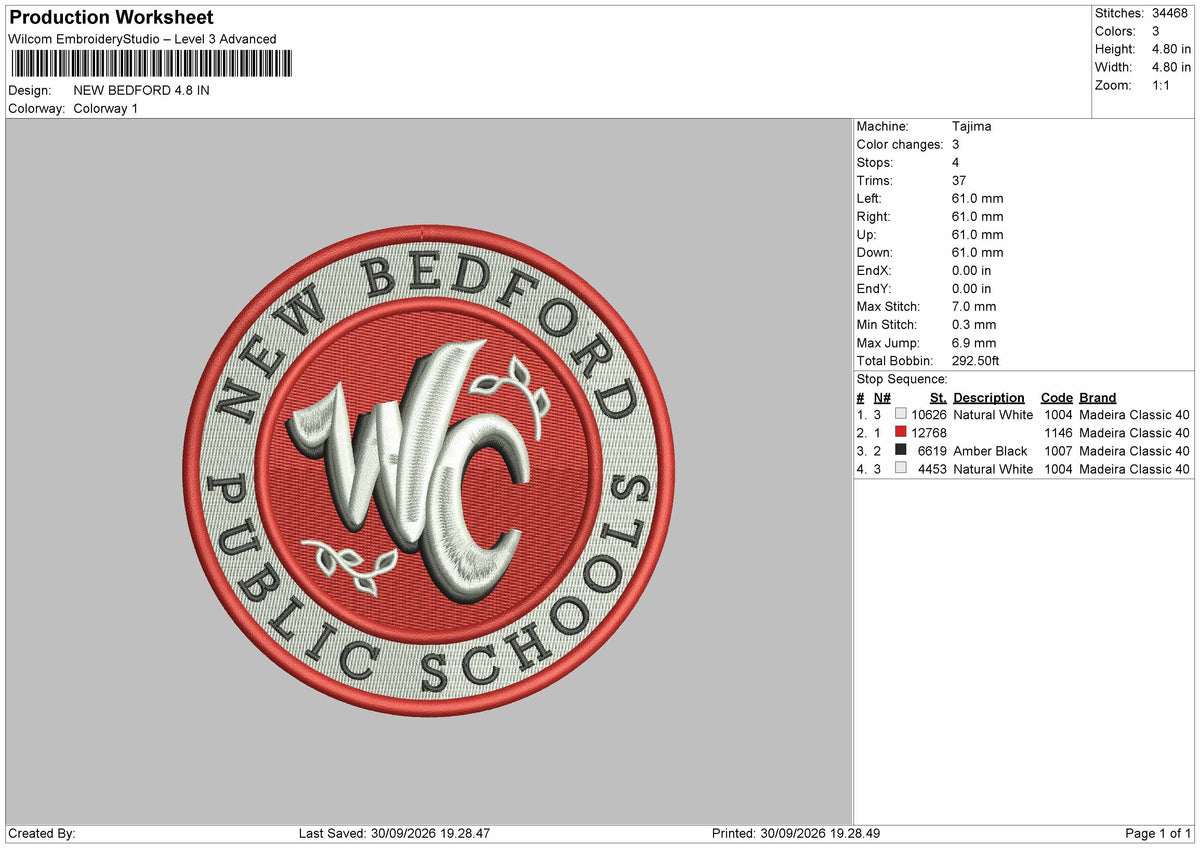 Bedford Circle Embroidery Machine Design File 6 sizes