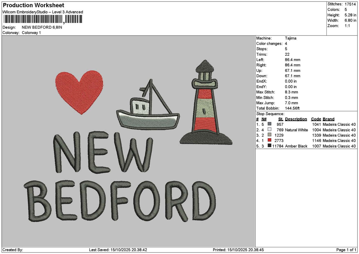 Bedfordtext Embroidery File 6 sizes