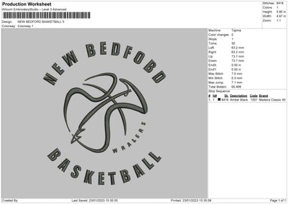 New Bedfrobd Embroidery File 6 sizes