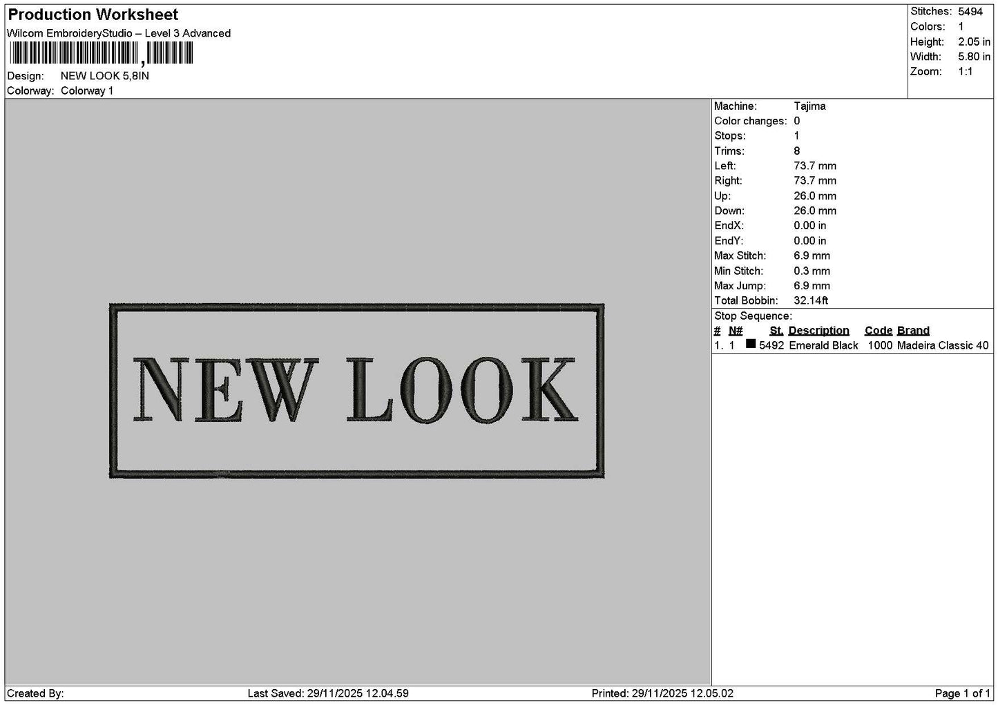 Newlooktext Embroidery File 6 sizes