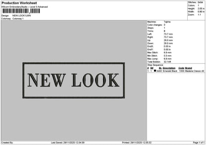 Newlooktext Embroidery File 6 sizes