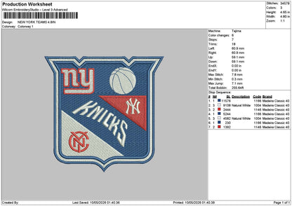 Nytext Teams Embroidery File 6 sizes