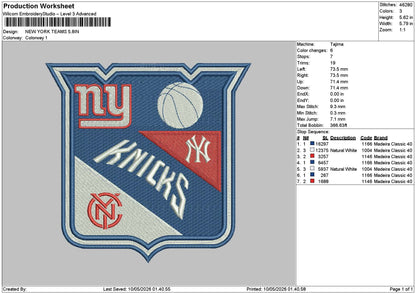 Nytext Teams Embroidery File 6 sizes