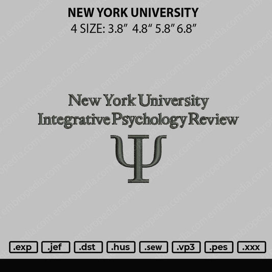 New York Univeristy Embroidery File 4 size