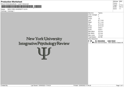 New York Univeristy Embroidery File 4 size