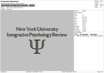 New York Univeristy Embroidery File 4 size