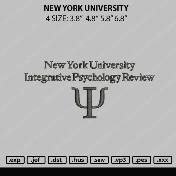 New York Univeristy Embroidery File 4 size