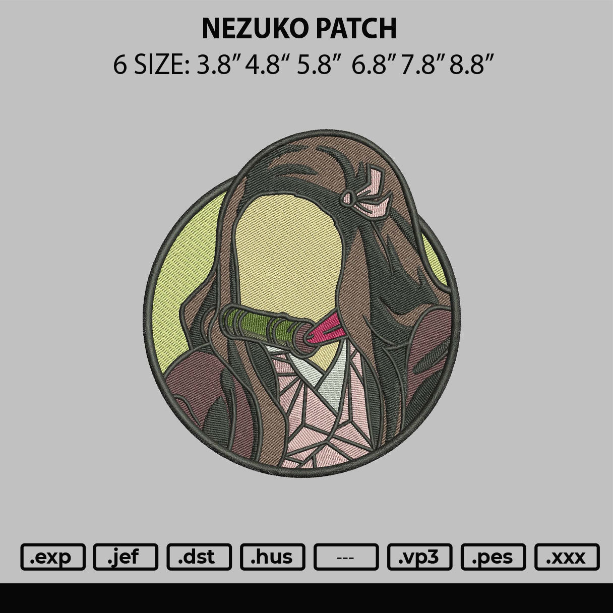 Nezuko Patch Embroidery File 6 sizes