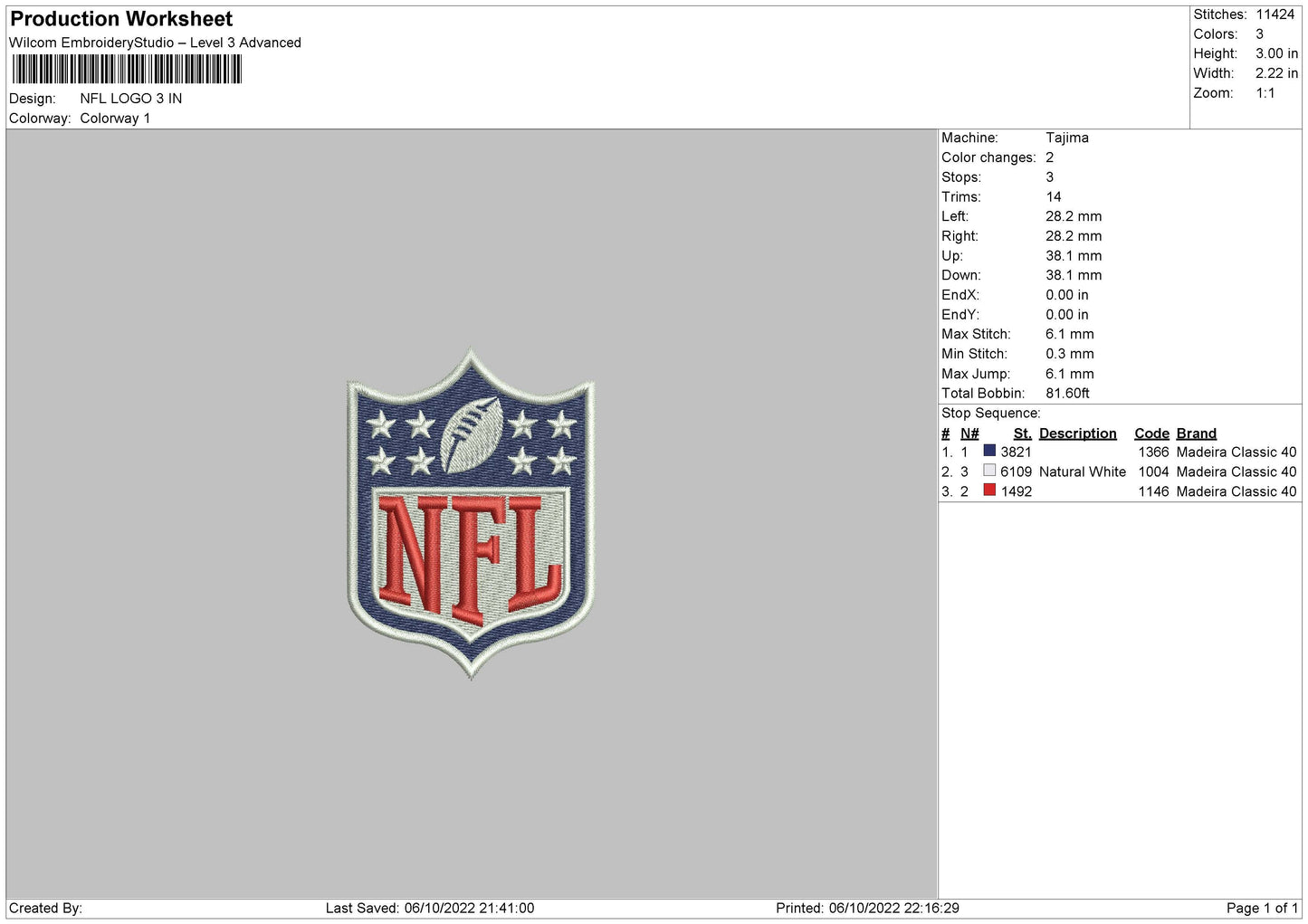 NFL Logo Embroidery File 6 sizes
