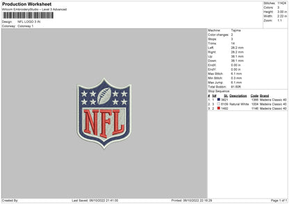 NFL Logo Embroidery File 6 sizes