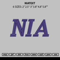 Niatext Embroidery File 6 sizes