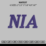 Niatext Embroidery File 6 sizes