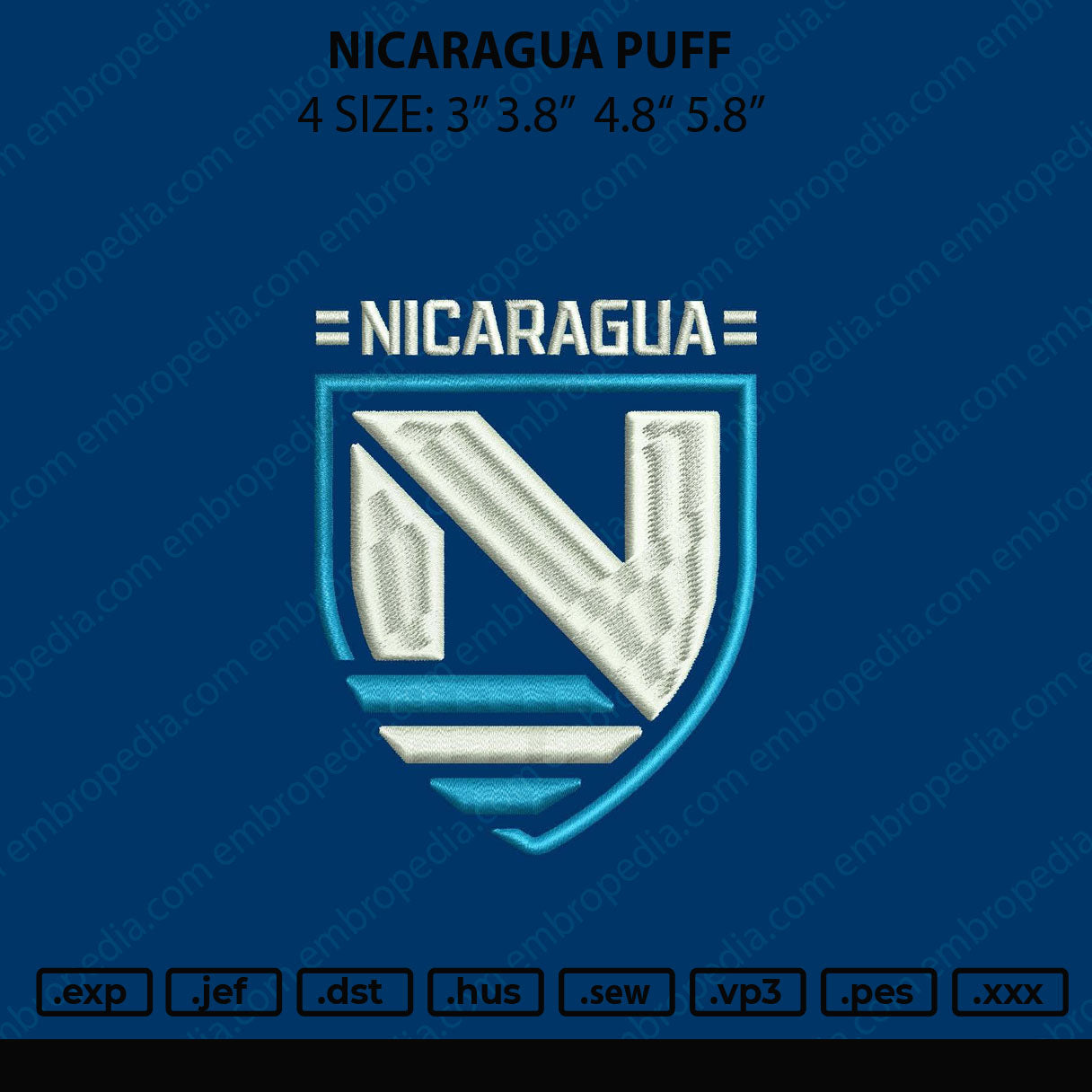 Nicaragua Puff Embroidery File 4 size