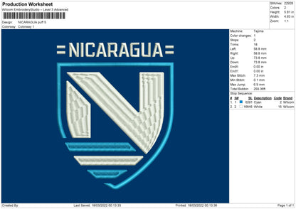 Nicaragua Puff Embroidery File 4 size