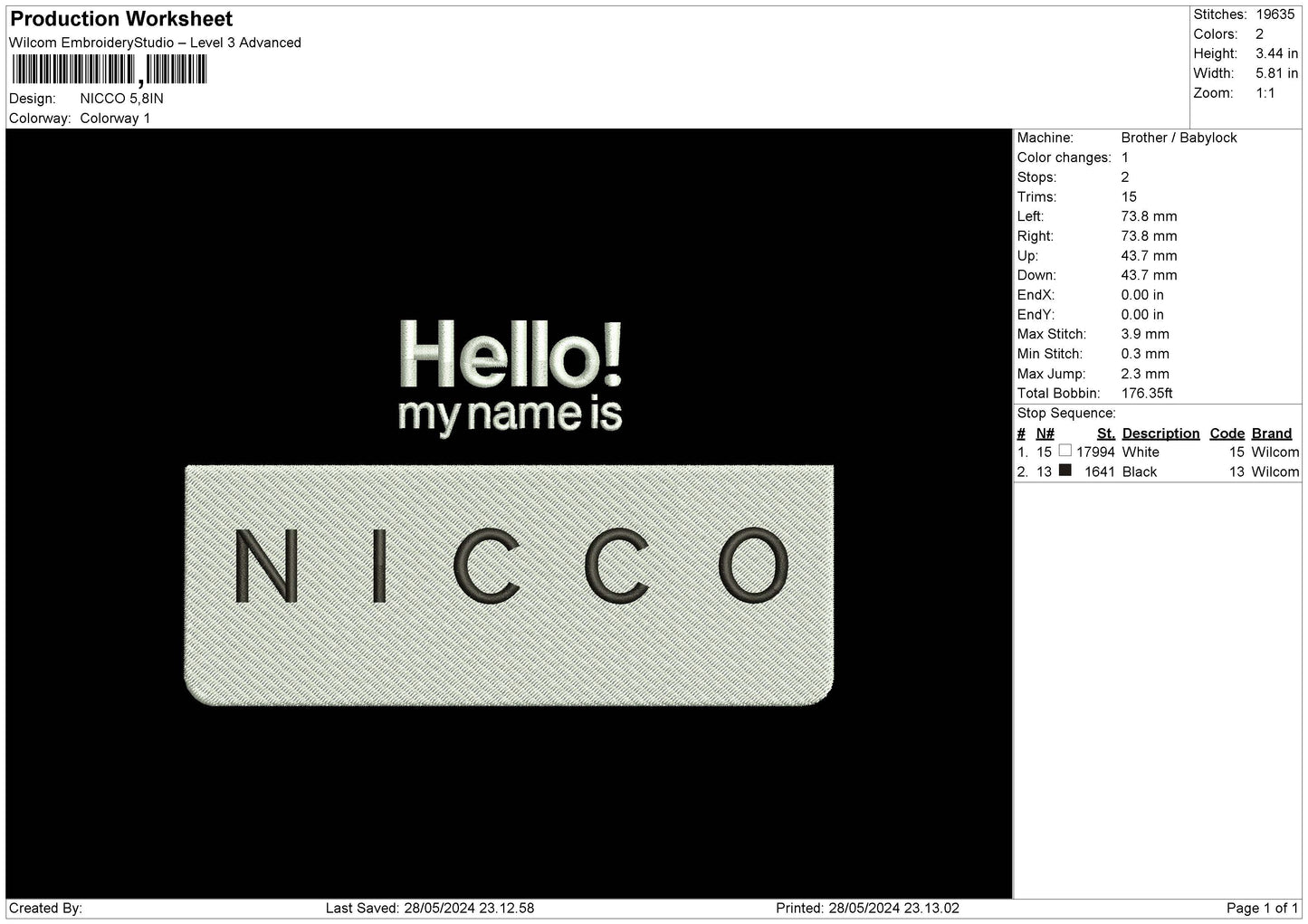 Niccotext Embroidery File 6 sizes