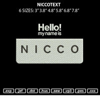 Niccotext Embroidery File 6 sizes