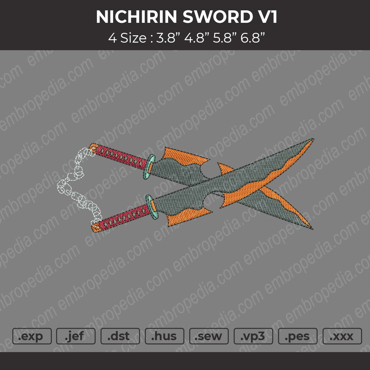 Nichirin Sword V1 Embroidery File 4 size