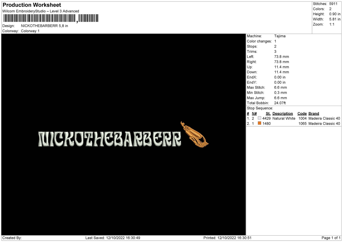 Nickothebarberr Embroidery File 6 sizes