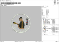 Nickothebarberr Logo Embroidery File 6 sizes