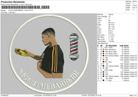 Nickothebarberr Logo Embroidery File 6 sizes