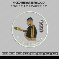 Nickothebarberr Logo Embroidery File 6 sizes