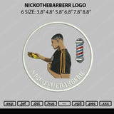 Nickothebarberr Logo Embroidery File 6 sizes